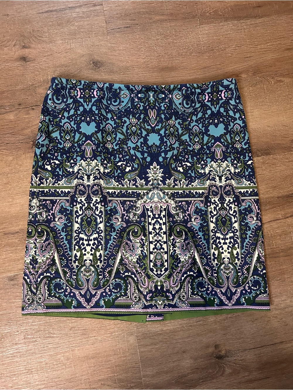 Talbots Skirt Womens Petite 14 Multicolor Paisley Straight Pencil Knee